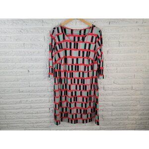 Triste Women's 1X Red Geometric Mini Shirt Dress 3/4 Sleeve Lined GEO291E